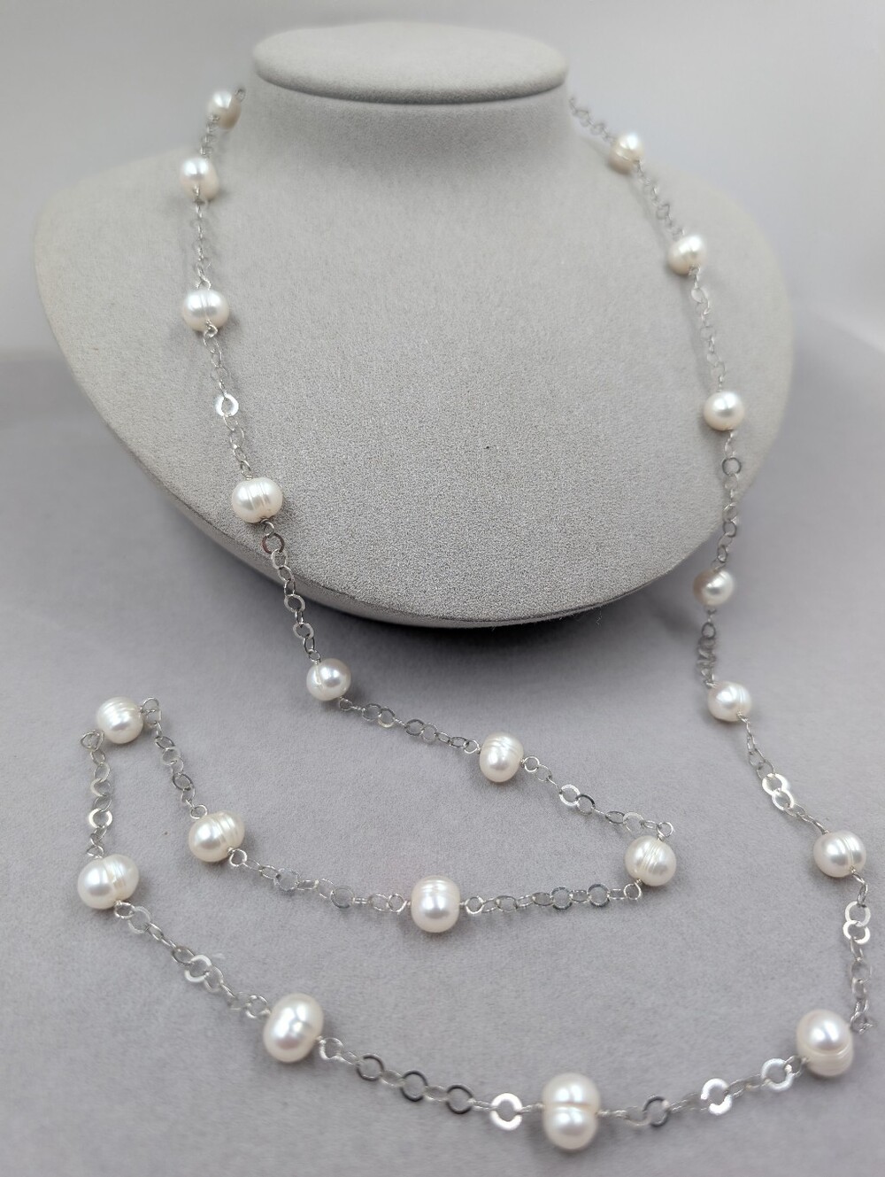 TARA Pearls Sterling Silver Baroque Pearl Long Station Necklace | M188
